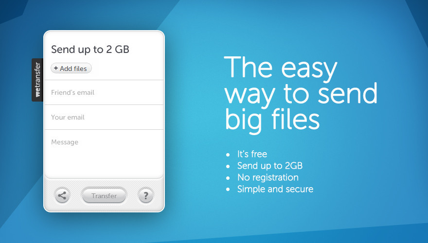 Wetransfer send large files via email